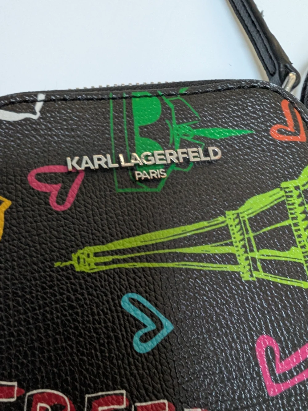 Karl Lagerfeld Black Graffiti Crossbody Phone Pouch